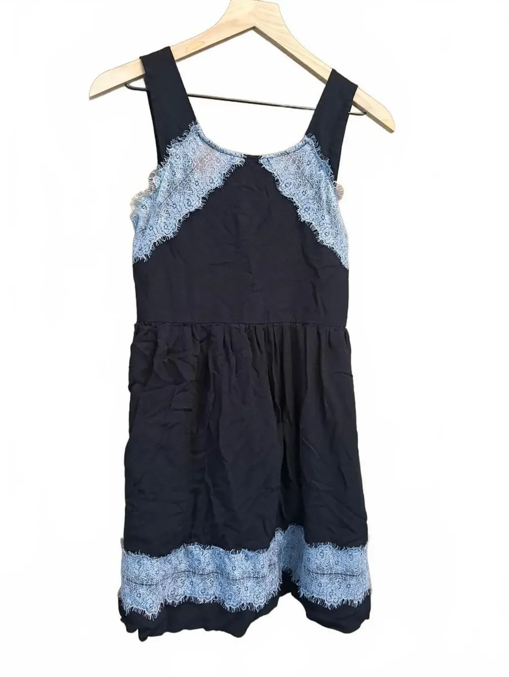 Free People Black Georgia Dress With Lace Trim - Womens 6
